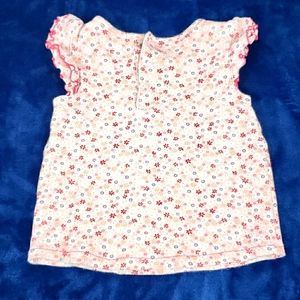 Tks 24 mo Girl's flower print, ruffle sleeve shirt